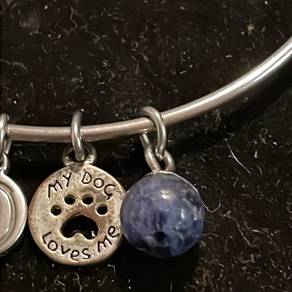 8” mixed metal silver tone adjustable bangle bracelet w/4 dog lover charms - Picture 9 of 16